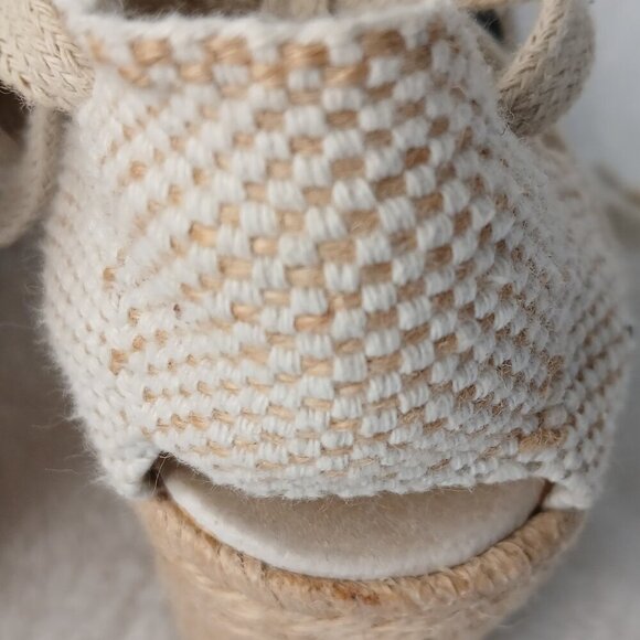 Women's Andre Assous Black & Beige Striped Wedge Heel Espadrille Sandals Size 10 - Picture 5 of 11